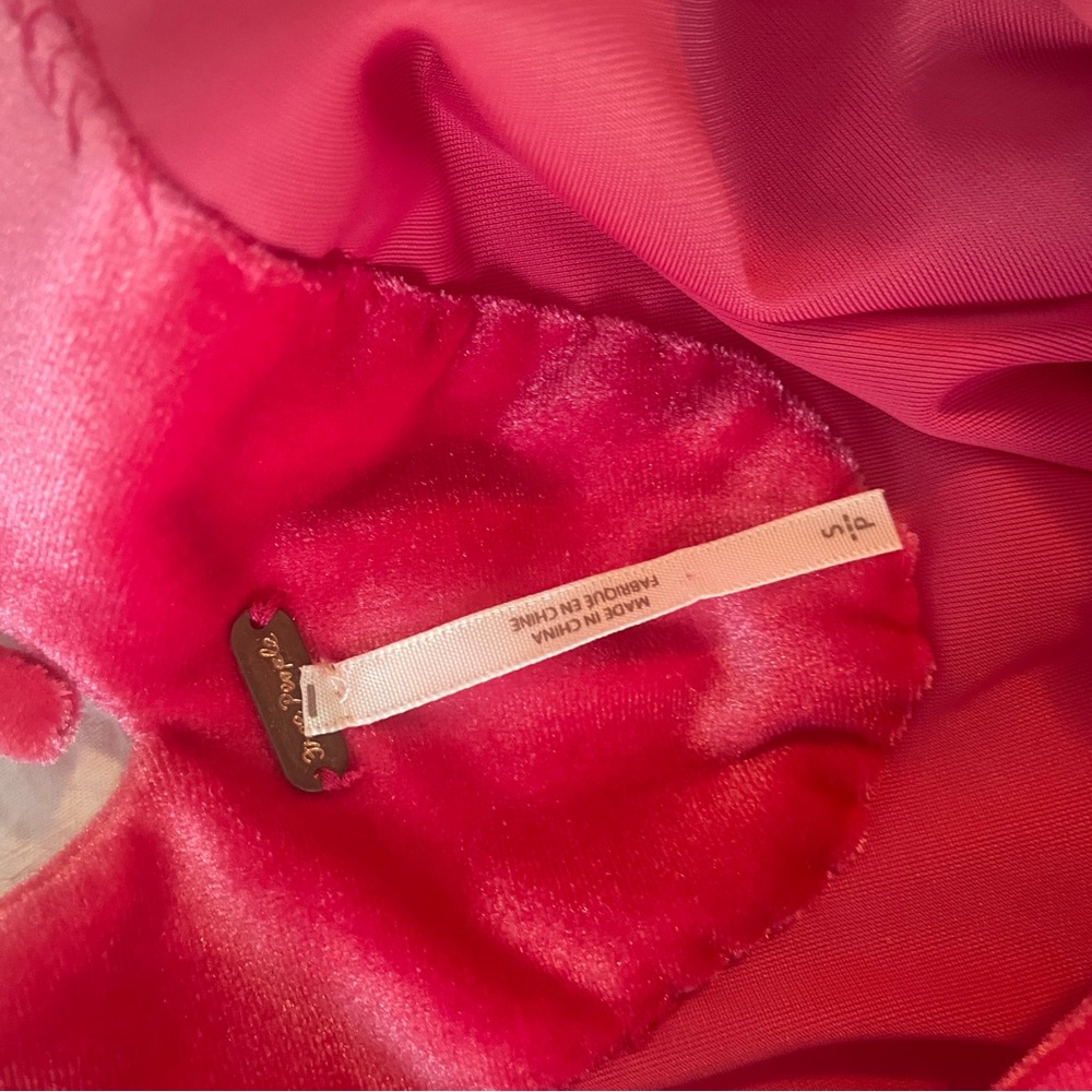 Free People Red V Neck Velour Dress